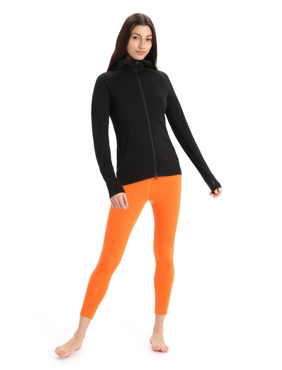 Women's Icebreaker ZoneKnit™ Merino Long Sleeve Zip Hoodie Black | CA 1273JPQJ